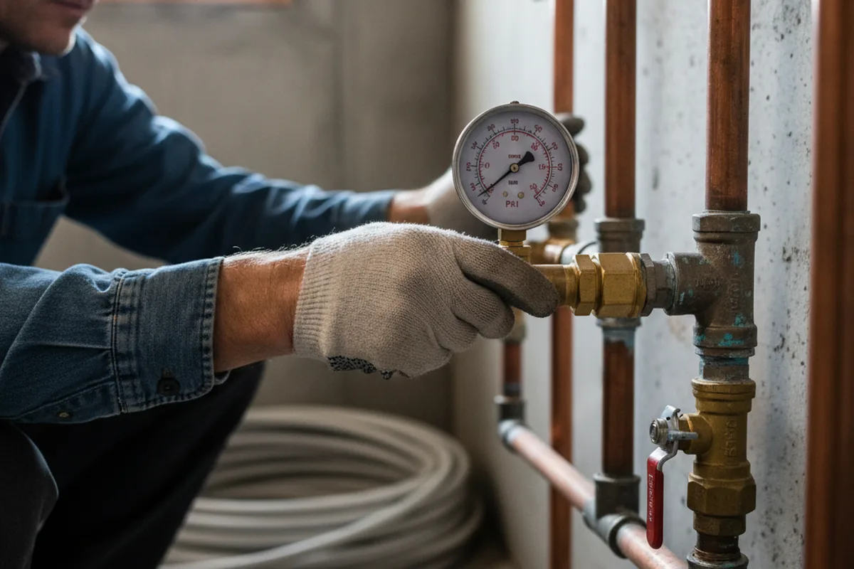 Pressure testing a repaired line during Water Line Repair in Patton